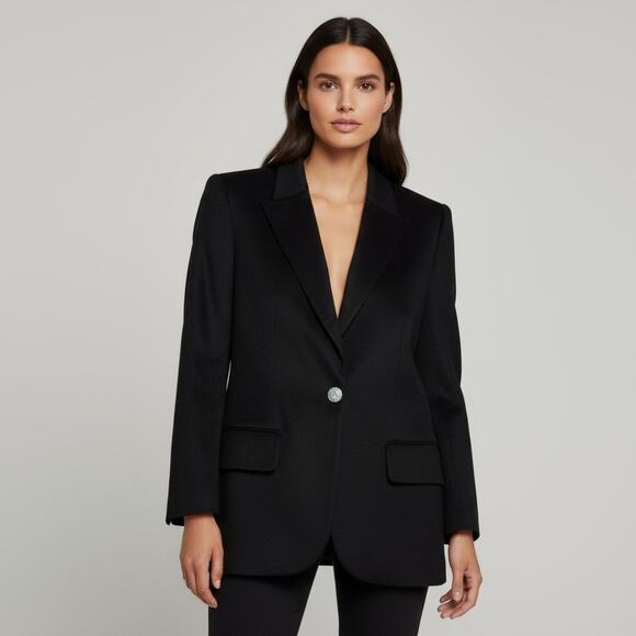 Valentino Miss V Vintage Black Cashmere Blazer 48 IT 14 US - Picture 1 of 11